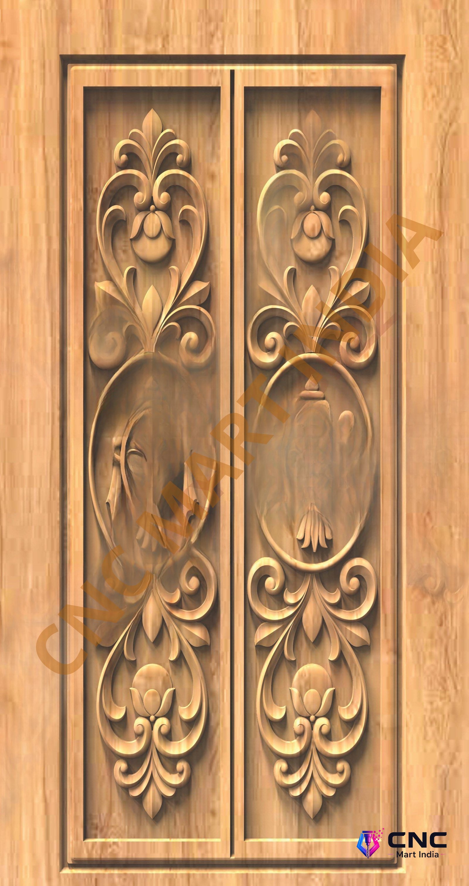 GSK EMBOSSING - EMD-36 Lord Ganesha Divine Carved Temple Door 3D Model